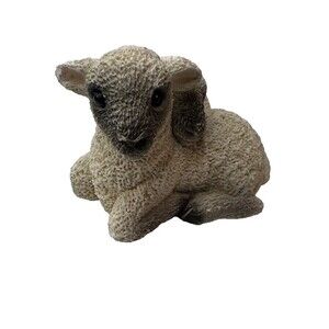 Vintage Stone Critters Cuddling Lamb Pair Baby Sheep United Design UDC Sweet
